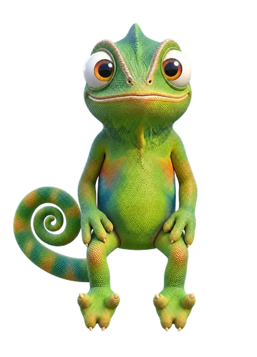 Nex, de kameleon van Unexus, zit op de rand van de kaart