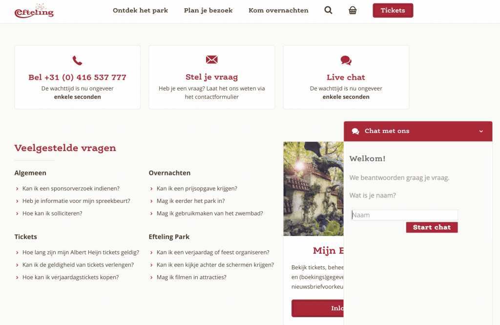 Webchat van Unexus bij de Efteling